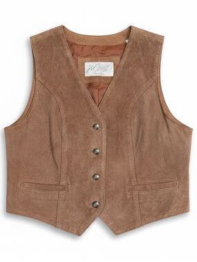 Vintage Lord & Taylor Suede Leather Vest Brown Western Heritage Festival Preppy